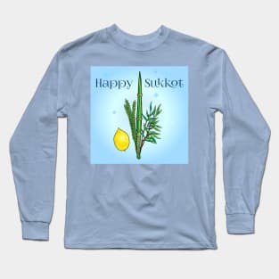 Sukkot Lulav and Etrog Tropical Palm Leaves Jewish Holiday Long Sleeve T-Shirt